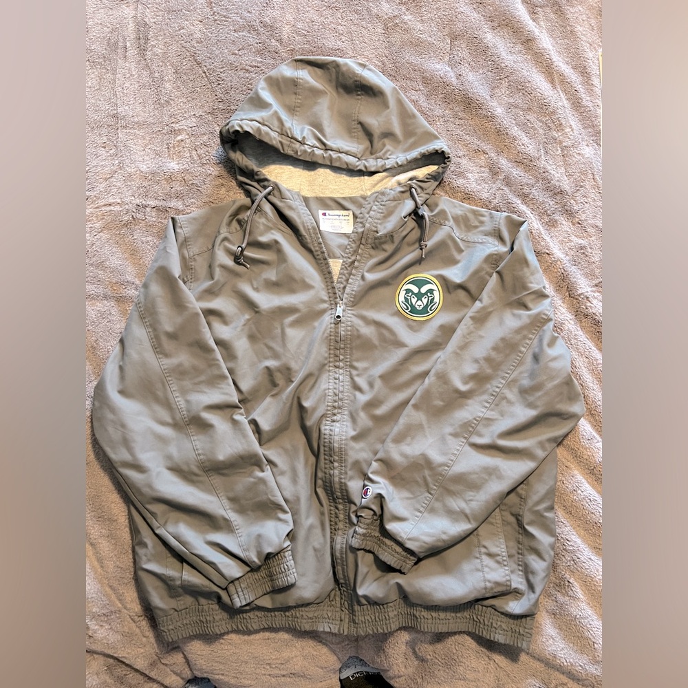 Vintage Champion Colorado State hooded jacket wind breaker XL